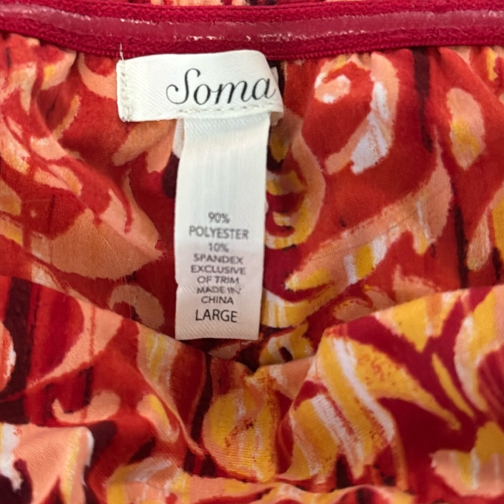 Soma Orange Red Strapless Ruched Maxi Sundress size Large - Picture 3 of 6